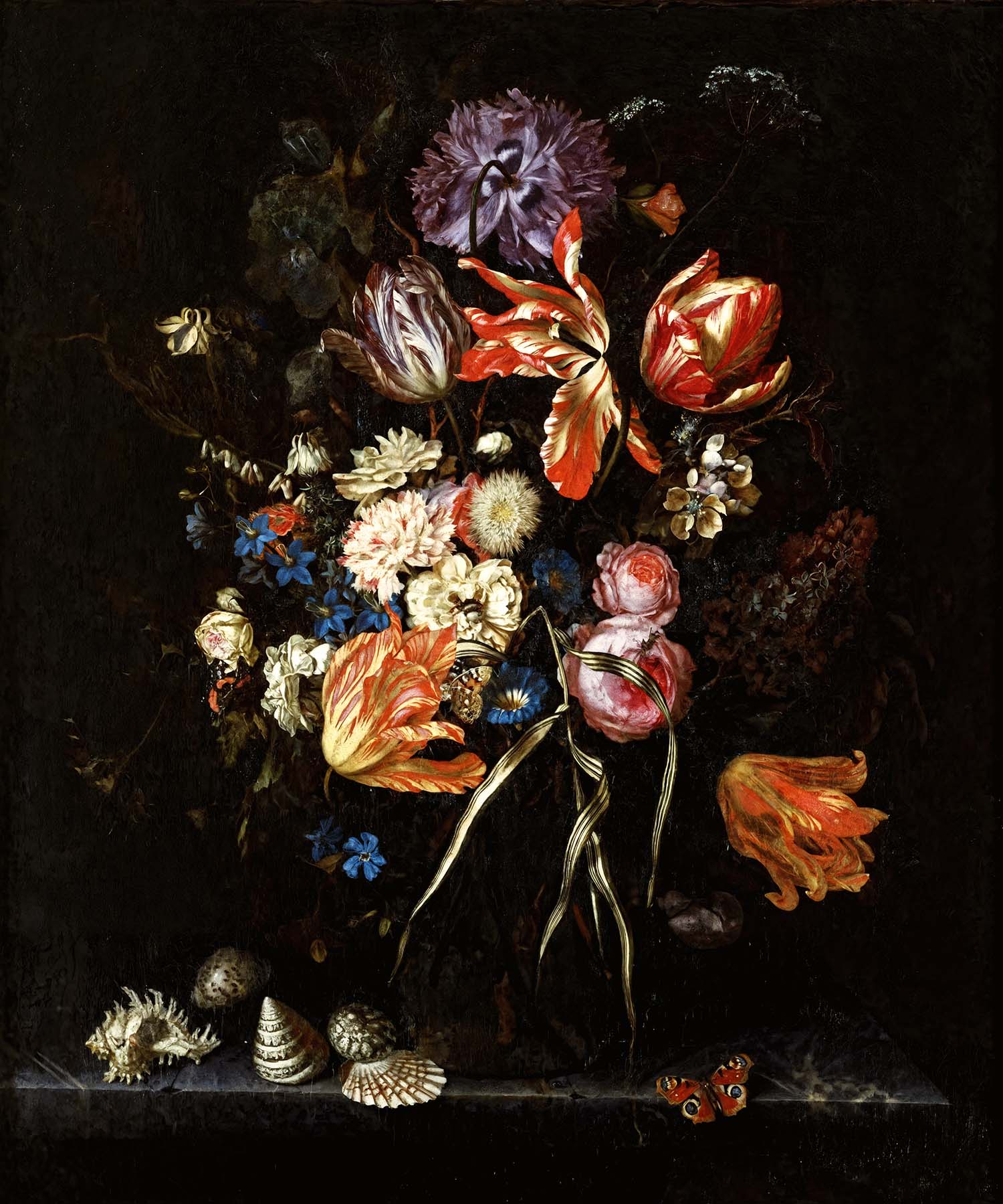 Flower Still Life with Fruit and Oysters